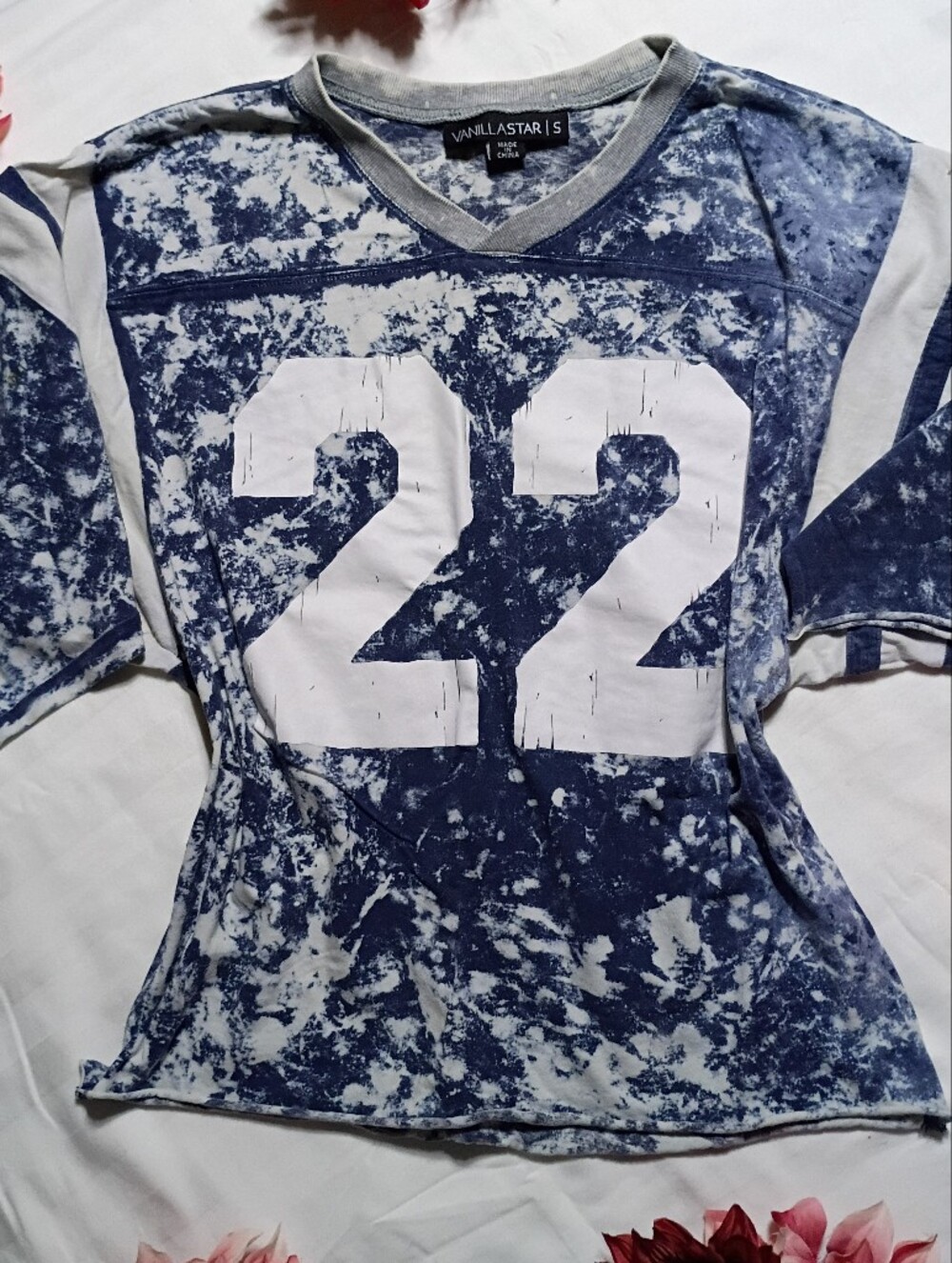 Vanilla Star Navy & White Tie-Dye '22 Women's Crop Top Jersey